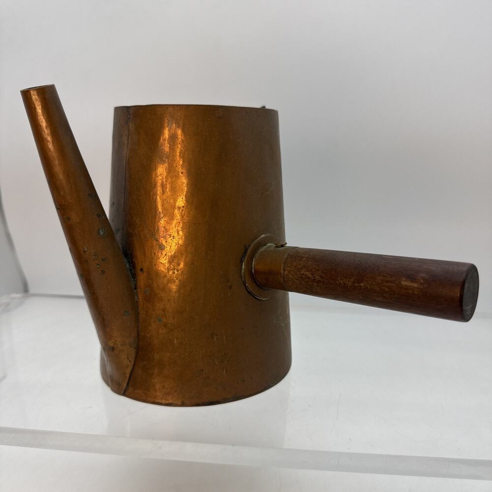 Vintage Hammered Copper Tea Kettle with Wood Handle Missing Lid